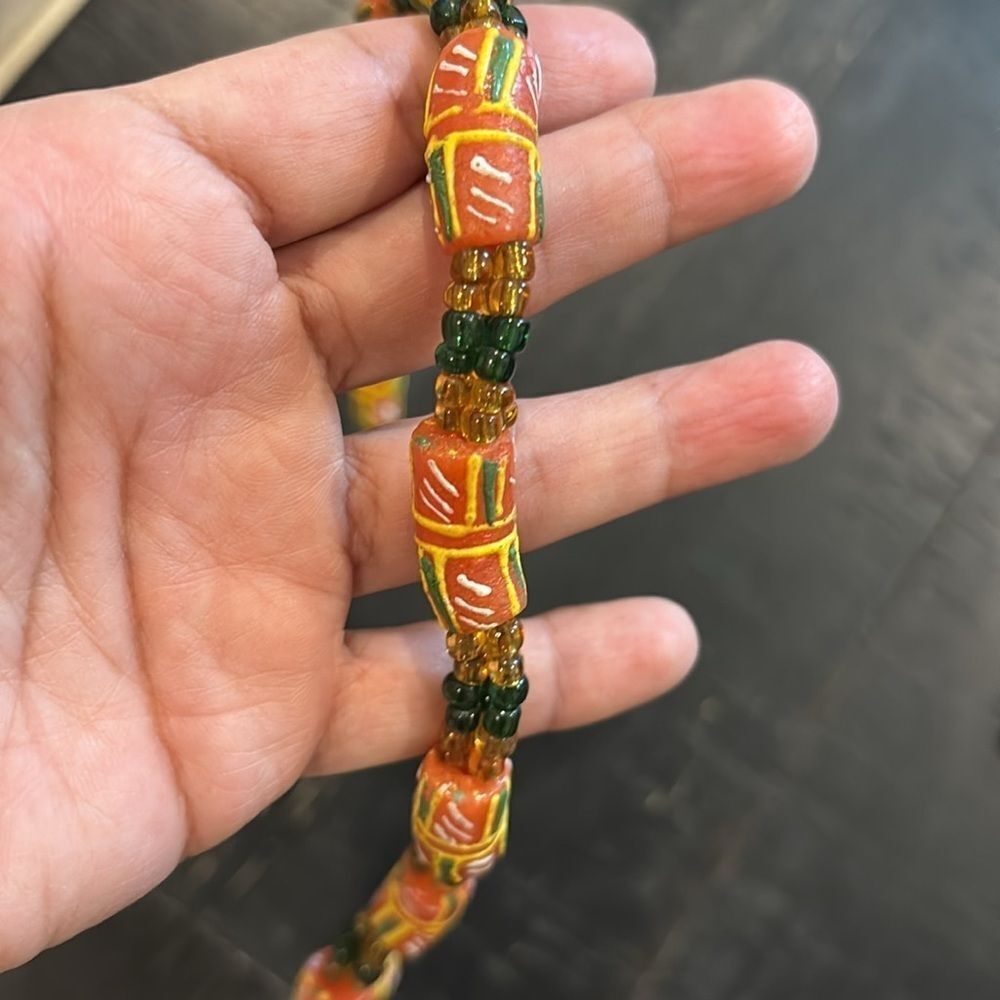 Vintage African Jamaica Glass Rastafarian Screw Closure Necklace - Picture 4 of 10